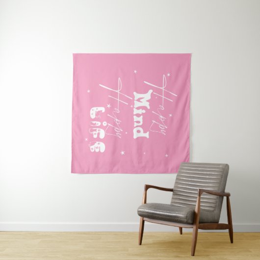 Tenture Happy Mind Happy Life belle Tapestry (En situation (horizontale))