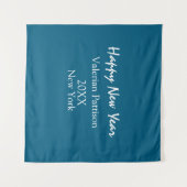 Tenture Happy new year blue name place year boho simple (Devant (Horizontal))