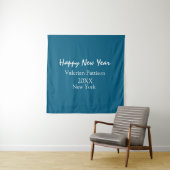 Tenture Happy new year blue name place year boho simple (En situation)