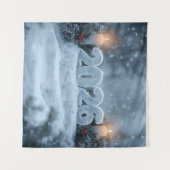 Tenture happy new year snowy candle backdrop (Devant (Horizontal))