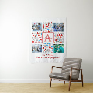 Tenture Happy Nurses Day 4 photo collage croix monogramme