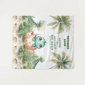 Tenture Hatching Bientôt Baby shower bannière Bleu Dinosau (Devant (Horizontal))