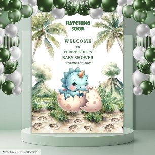 Tenture Hatching Bientôt Baby shower Bannière Dinosaur Des
