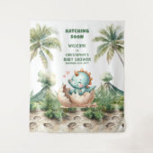 Tenture Hatching Bientôt Baby shower Party Backdrop Dinosa (Devant)