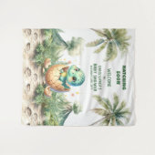 Tenture Hatching Bientôt Baby shower Tapestry Cute Dino (Devant (Horizontal))