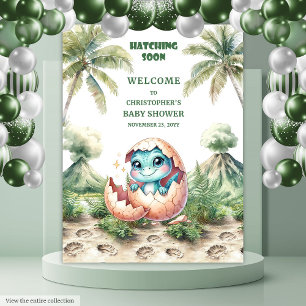Tenture Hatching Bientôt mignon bébé Dinosaur Douche fond
