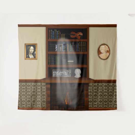 Tenture Haunted House Ghost Library Halloween (Devant (Horizontal))