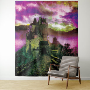 Tenture Haunween Éffrayant Castle en toile de fond