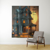 Tenture Hauny House Happy Halloween Nom de famille | Année (En situation)