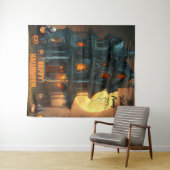 Tenture Hauny House Happy Halloween Nom de famille | Année (En situation (horizontale))