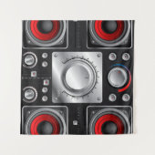 Tenture Haut-parleurs rouges avec amplificateur et boutons (Devant (Horizontal))