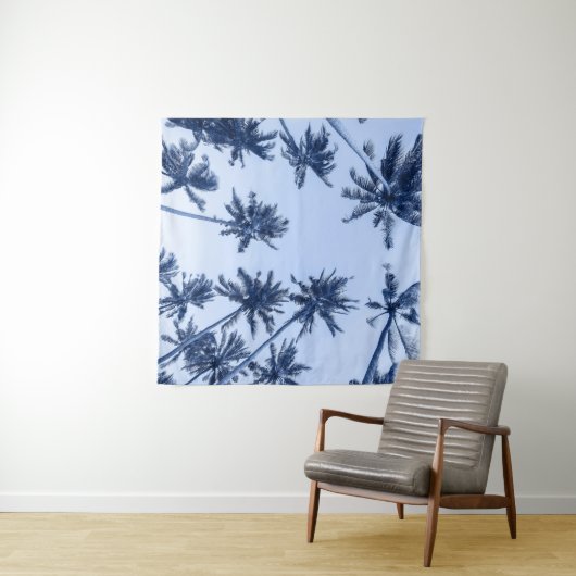 Tenture Hauts palmiers, ciel bleu clair. (En situation (horizontale))