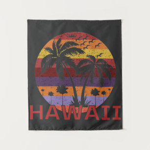 Tenture Hawaii Vintage Palm Trees Voyage