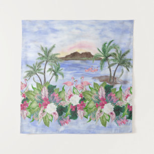 Tenture Hawaiian Bliss : Motif d'aquarelle tropicale