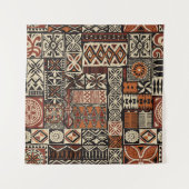 Tenture Hawaiian style tapa tribal fabric abstract patchwo (Devant (Horizontal))