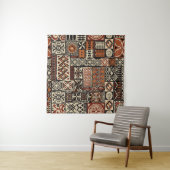 Tenture Hawaiian style tapa tribal fabric abstract patchwo (En situation)
