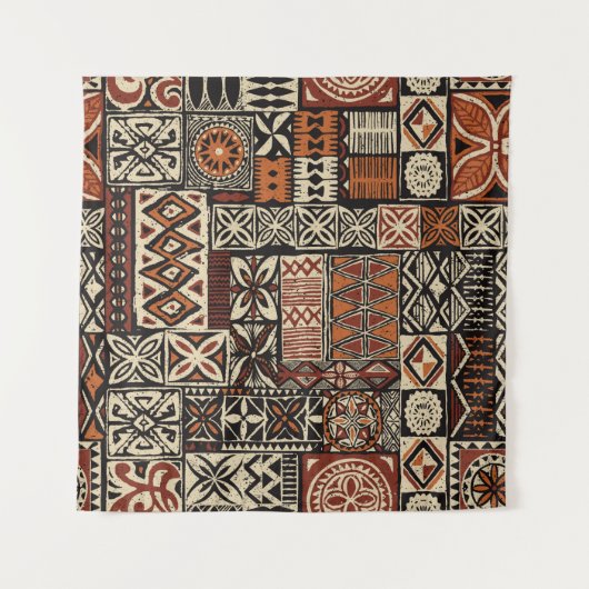 Tenture Hawaiian style tapa tribal fabric abstract patchwo (Devant)