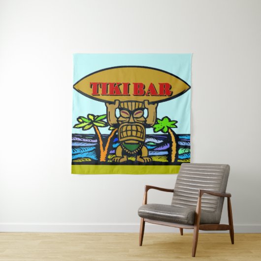 Tenture Hawaiian Tiki Bar, ajouter du texte, (En situation)