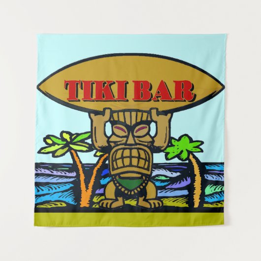 Tenture Hawaiian Tiki Bar, ajouter du texte, (Devant)