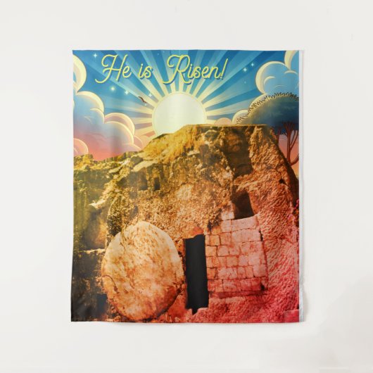 Tenture He is Risen - Garden Tomb Jerusalem (Devant)