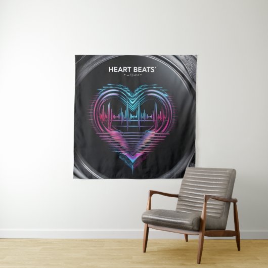 Tenture Heart Beats Art Print – Love in Motion Wall Decor (En situation)