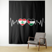 Tenture Heartbeat Lebanon Palestine Unity drapeaux. (En situation)