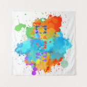 Tenture Hébreu "Shalom" avec fond de taches de peinture (Devant (Horizontal))