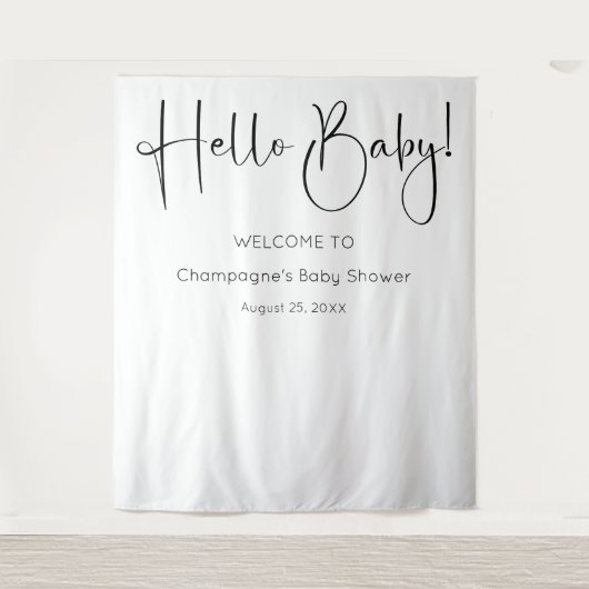 Tenture Hello Baby Modern Script Baby shower fond (Devant)