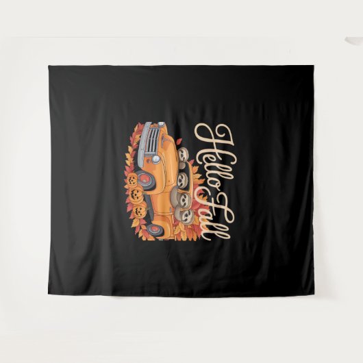Tenture Hello Fall Funny Sloth Halloween pumkin Classic T- (Devant (Horizontal))