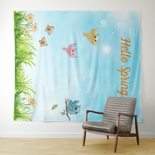 Tenture Hello Spring Photo Party Backdrop (En situation (horizontale))