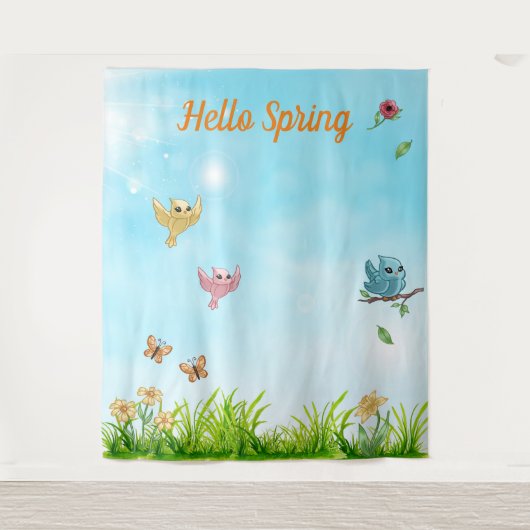 Tenture Hello Spring Photo Party Backdrop (Devant)