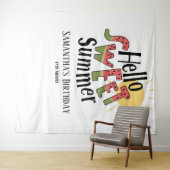 Tenture Hello Sweet Summer Pool Party Anniversaire fond (En situation (horizontale))