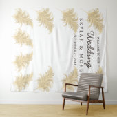 Tenture Herbe de la Pampa Mariage Beige sur Fond Blanc Pho (En situation (horizontale))