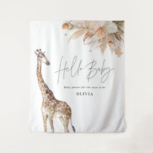 Tenture Herbe de pampa botanique girafe moderne chic safar