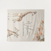 Tenture Herbe de pampa botanique moderne girafe safari chi (Devant (Horizontal))