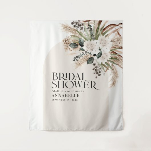 Tenture Herbe de pampa de douche de mariée moderne élégant (Devant)