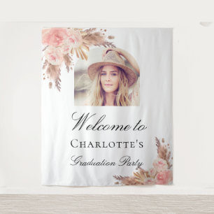 Tenture Herbe de pampa rose pastel pour arche de photo de