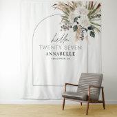 Tenture Herbe de pampas d'anniversaire eucalyptus moderne (En situation)