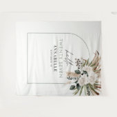 Tenture Herbe de pampas d'anniversaire eucalyptus vert sau (Devant (Horizontal))