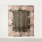 Tenture Herbe des Pampas Bohème Floral Rose Rustique Bois  (Devant)