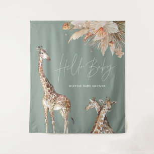 Tenture Herbe des pampas botanique girafe safari vert saug