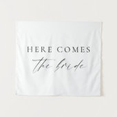 Tenture Here Comes the Bride Minimalistic Fabric Sign (Devant (Horizontal))