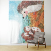 Tenture Hérisson s'entretenant Illustration (En situation)