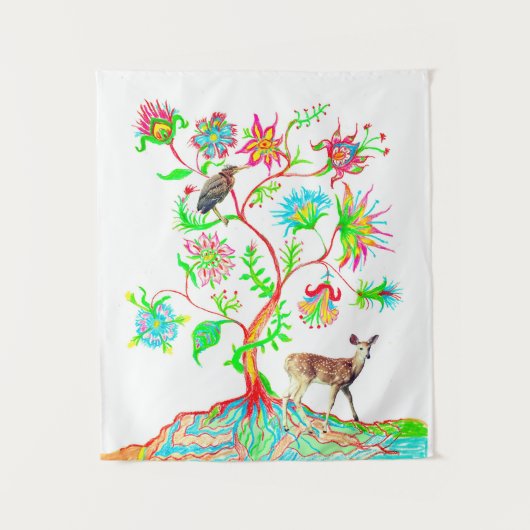 Tenture Héron vert et cerf (Devant)