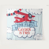 Tenture Heure Vol avion Anniversaire (Devant (Horizontal))