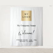 Tenture Heures d'ouverture du logo commercial blanc (Devant)