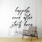 Tenture "Heureux après avoir commencé ici" Mariage arrière (En situation)