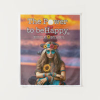 HEUREUX HIPPIE DE FILLE TAPESTRY MUR ART