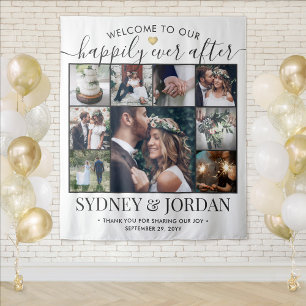 Tenture Heureux Pour Toujours 9 Collage Photo Mariage Bien