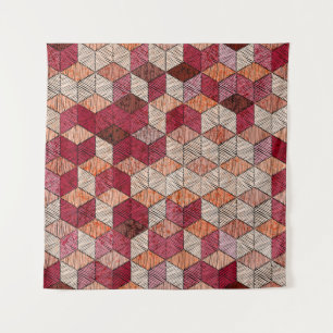 Tenture Hexagons brodés : Patchwork Bohème Imprimer.